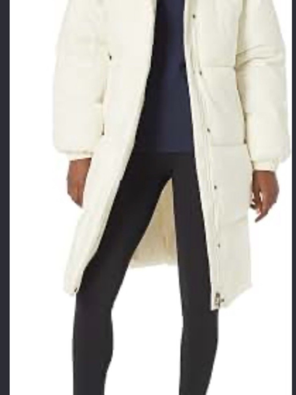 Women's Long Puffer Coat - Cream
